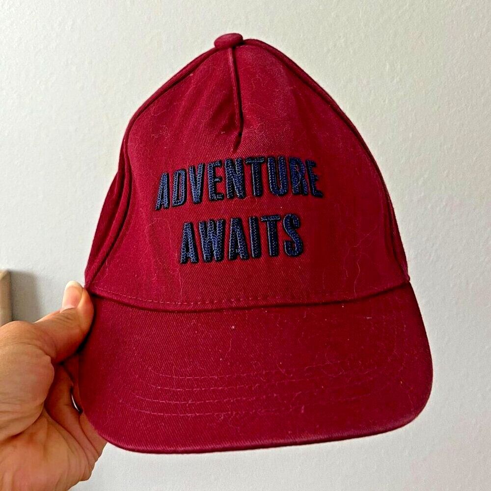 Goodfellow & co Adventure Awaits Structured Adult Adjustable Cap Hat Maroon red‎